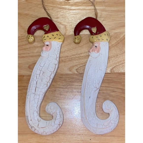Set 2 Vintage Midwest of Cannon Falls Santa Claus Head Icicle Ornaments Folk Art - Picture 1 of 2